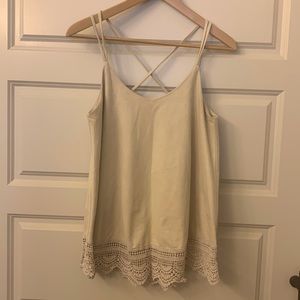 She + Sky Faux Suede and Lace Tank Top Size M
